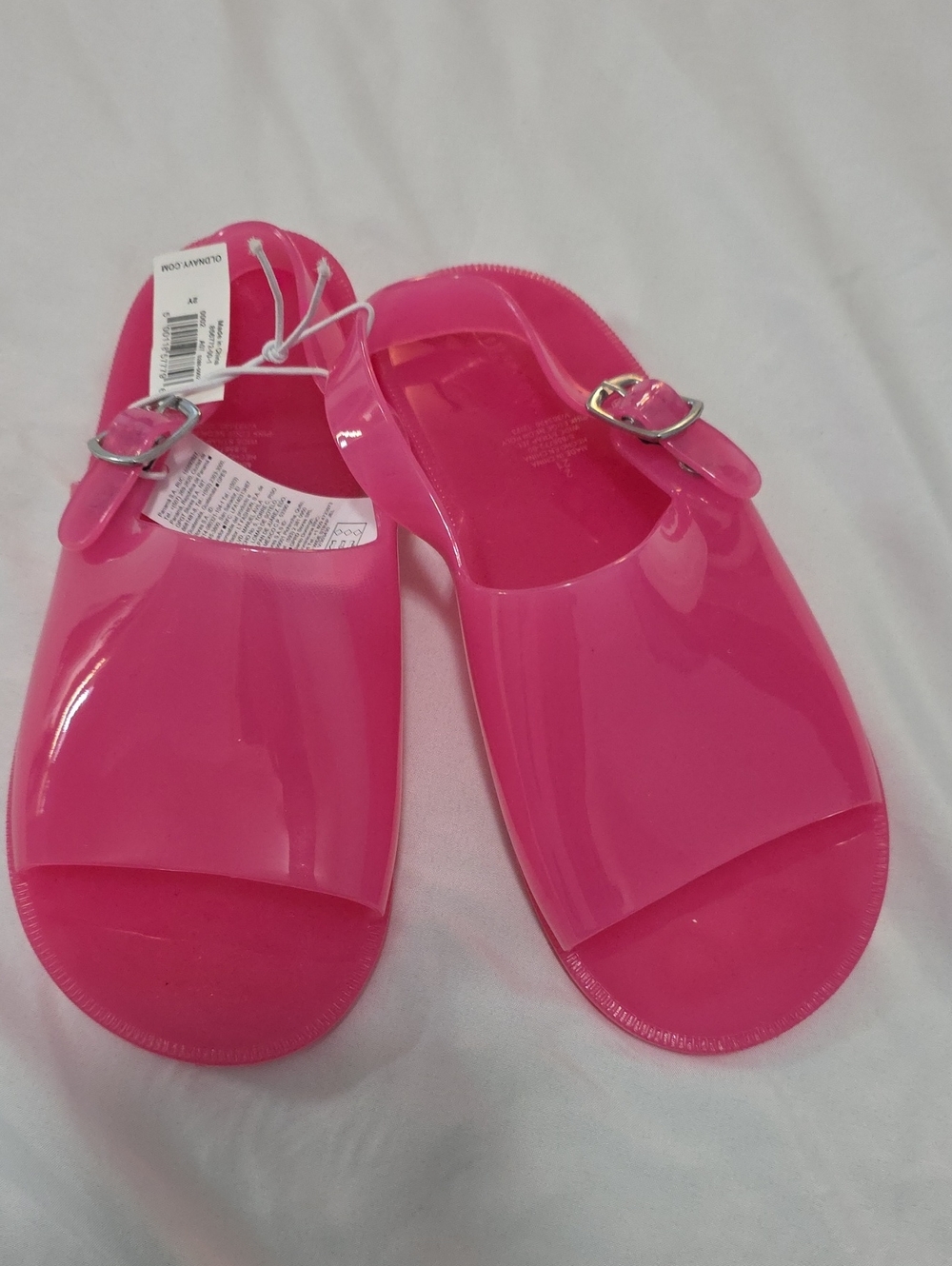 Hot Pink Jelly Slide Sandals with Buckle